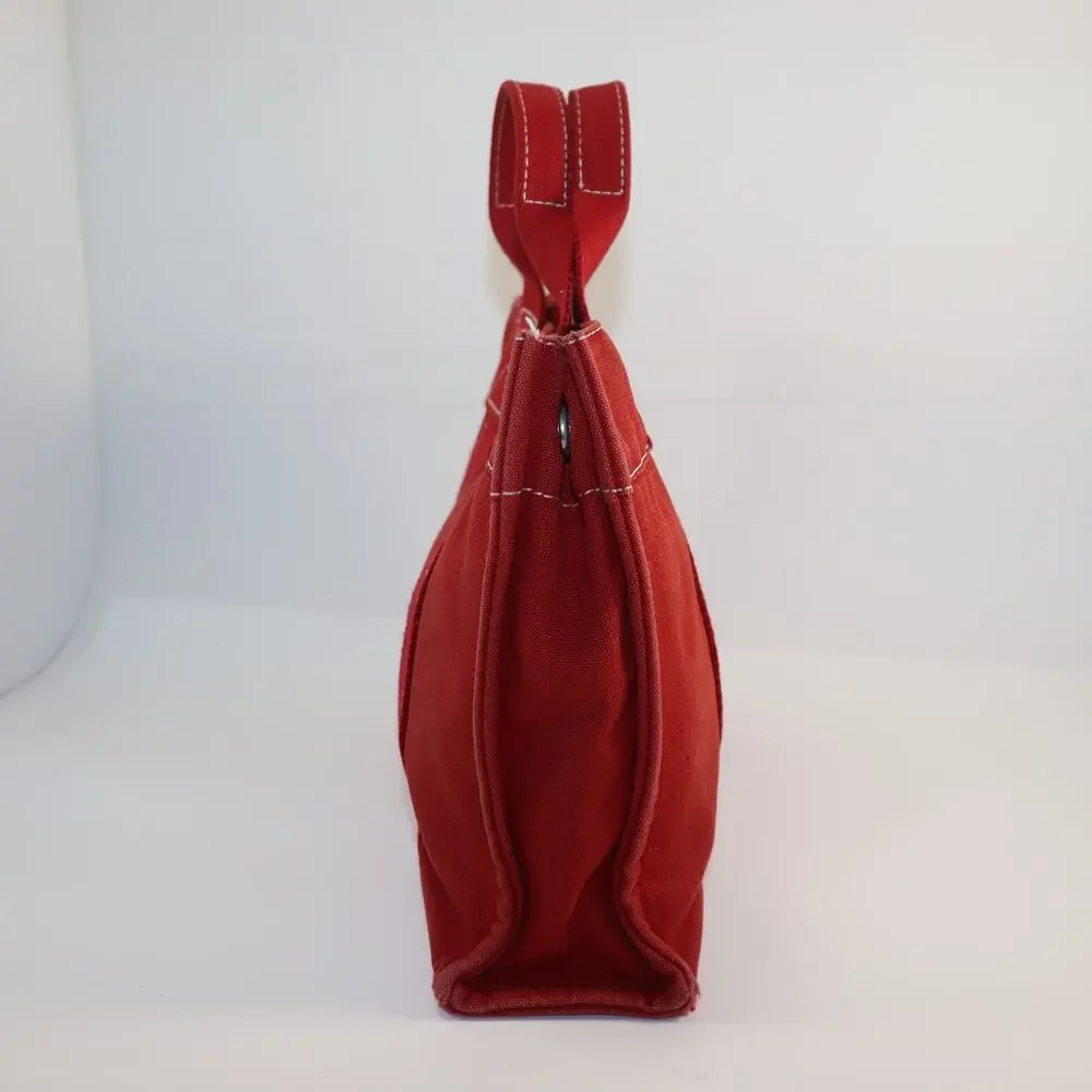 Hermès Red Canvas‎ Small Tote Bag – Classic French Luxury with Snap Closure